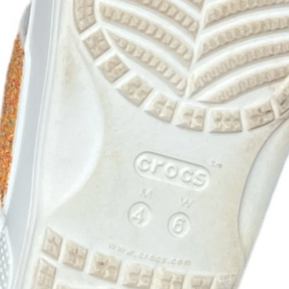 Crocs Classic Women’s Sandals Orange‎ Sorbet Glitter Slides Comfort Sandals Sz 6
